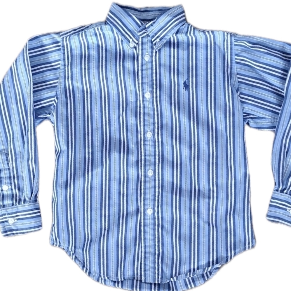 Ralph Lauren polo button up shirt dress blue boys 5 - Picture 1 of 6